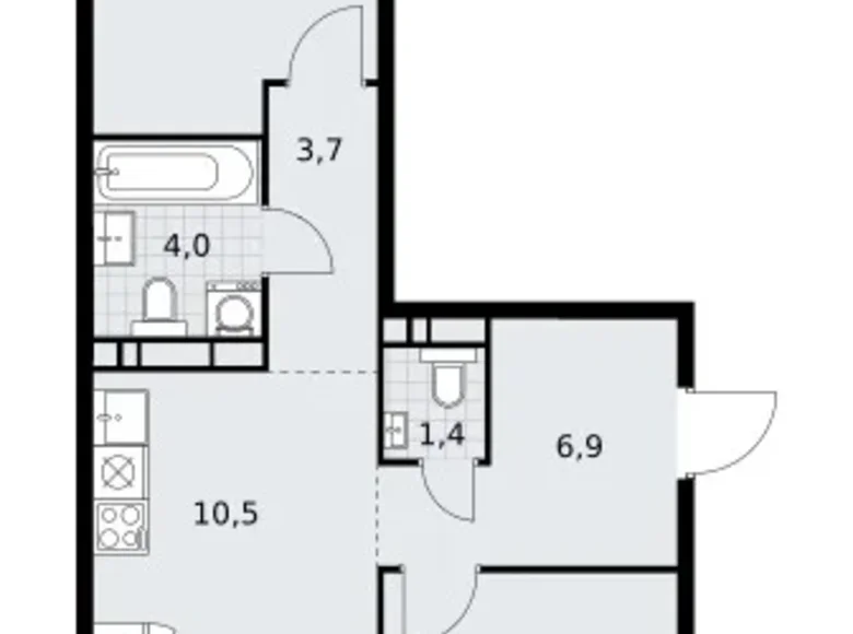 Mieszkanie 3 pokoi 60 m² Wnukowo, Rosja