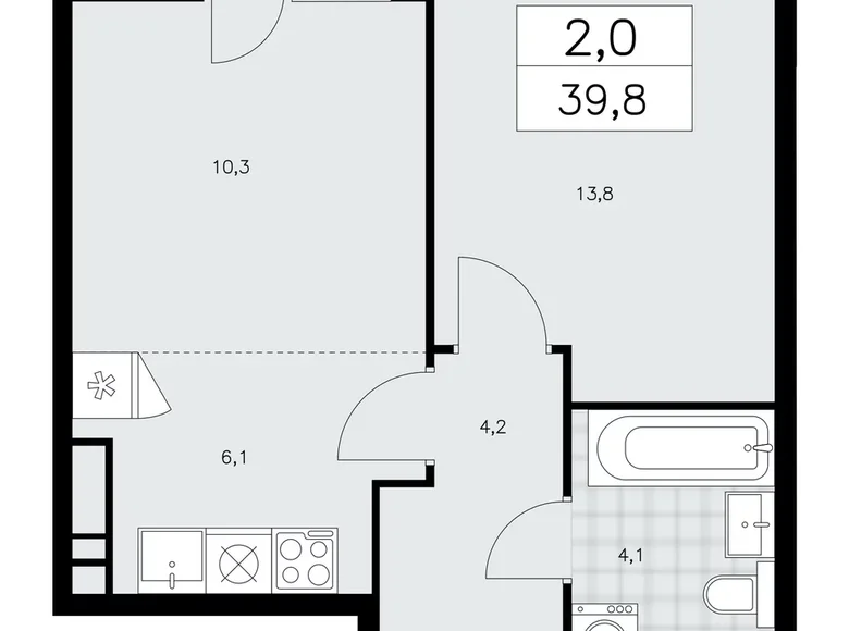 Wohnung 2 zimmer 40 m² Kommunarka, Russland