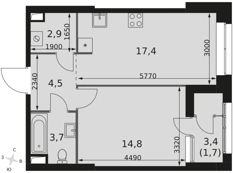 Mieszkanie 1 pokój 45 m² Moskwa, Rosja