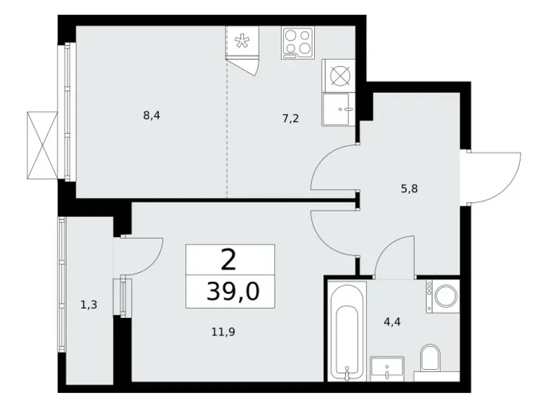 Mieszkanie 2 pokoi 39 m² Kommunarka, Rosja