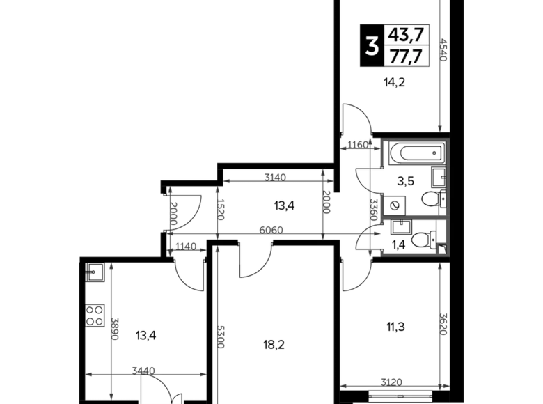 Appartement 3 chambres 79 m² Leninsky District, Russie