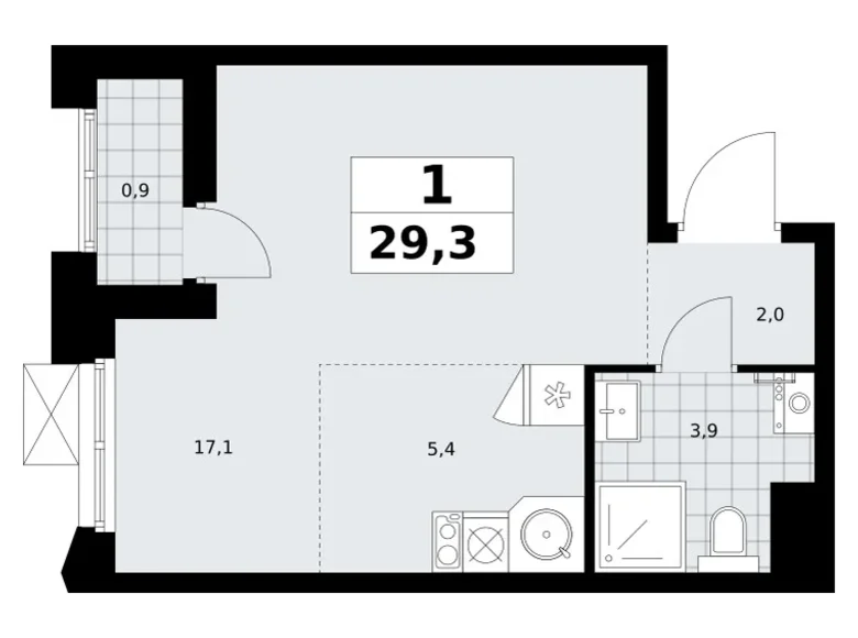 Mieszkanie 1 pokój 29 m² Troick, Rosja
