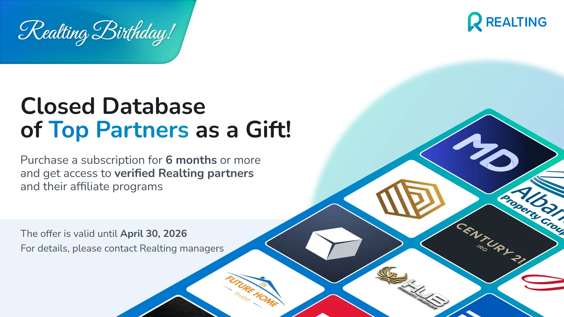 We’re celebrating Realting’s Birthday and offering exclusive conditions to boost your sales on the international real estate market! 🥳