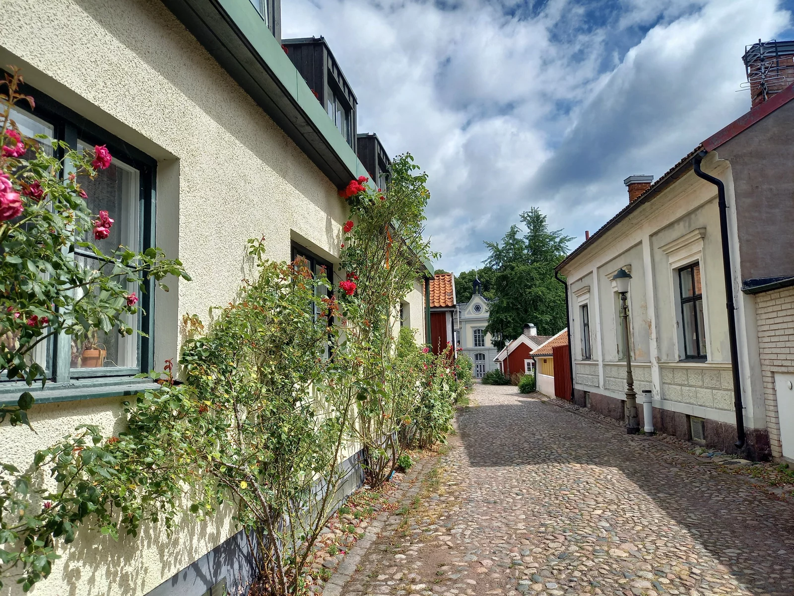 красивая улица с домиками в Швеции