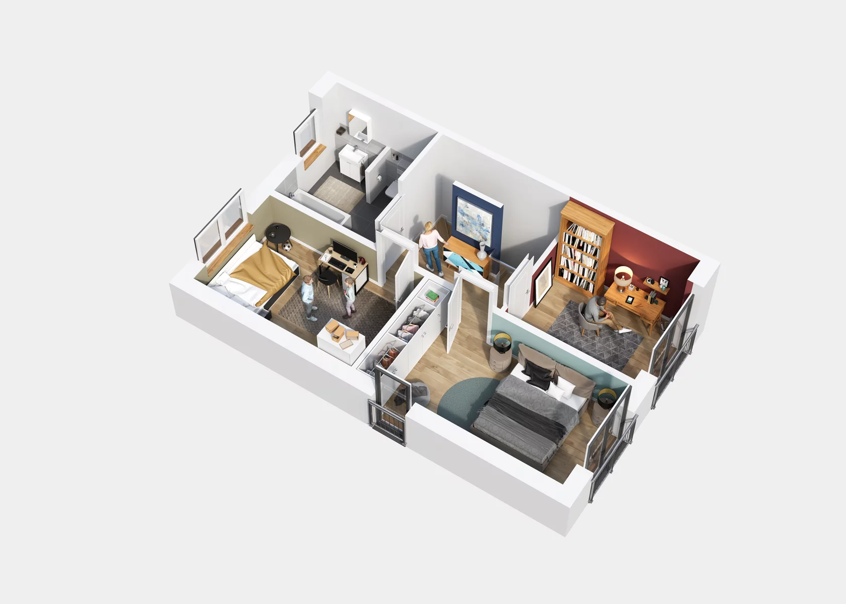 Visualization of the first floor in the house MODERN LIVING 115 in the German city of Halle