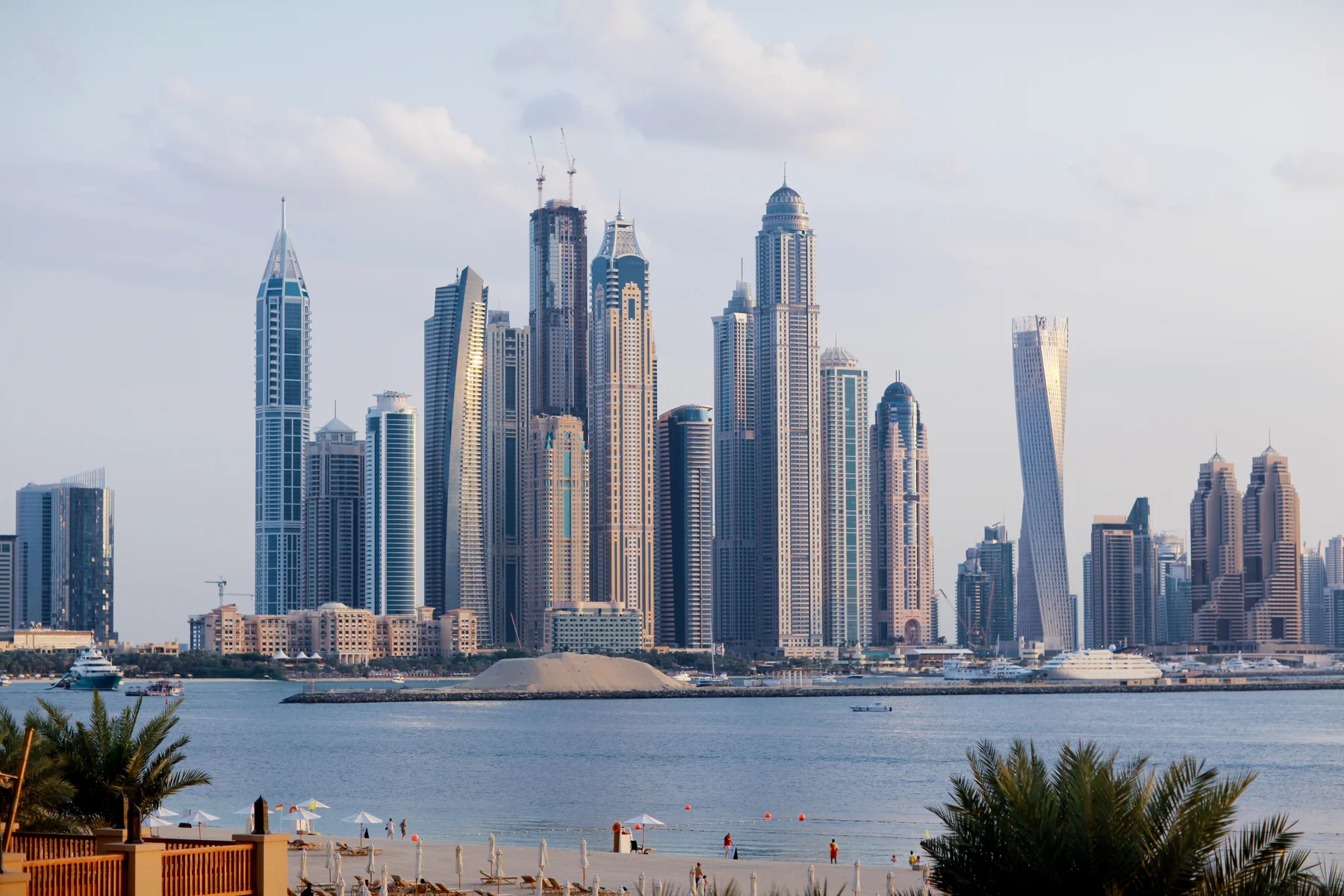 A beautiful view of Dubai&nbsp;skyscrapers at sunrise UAE