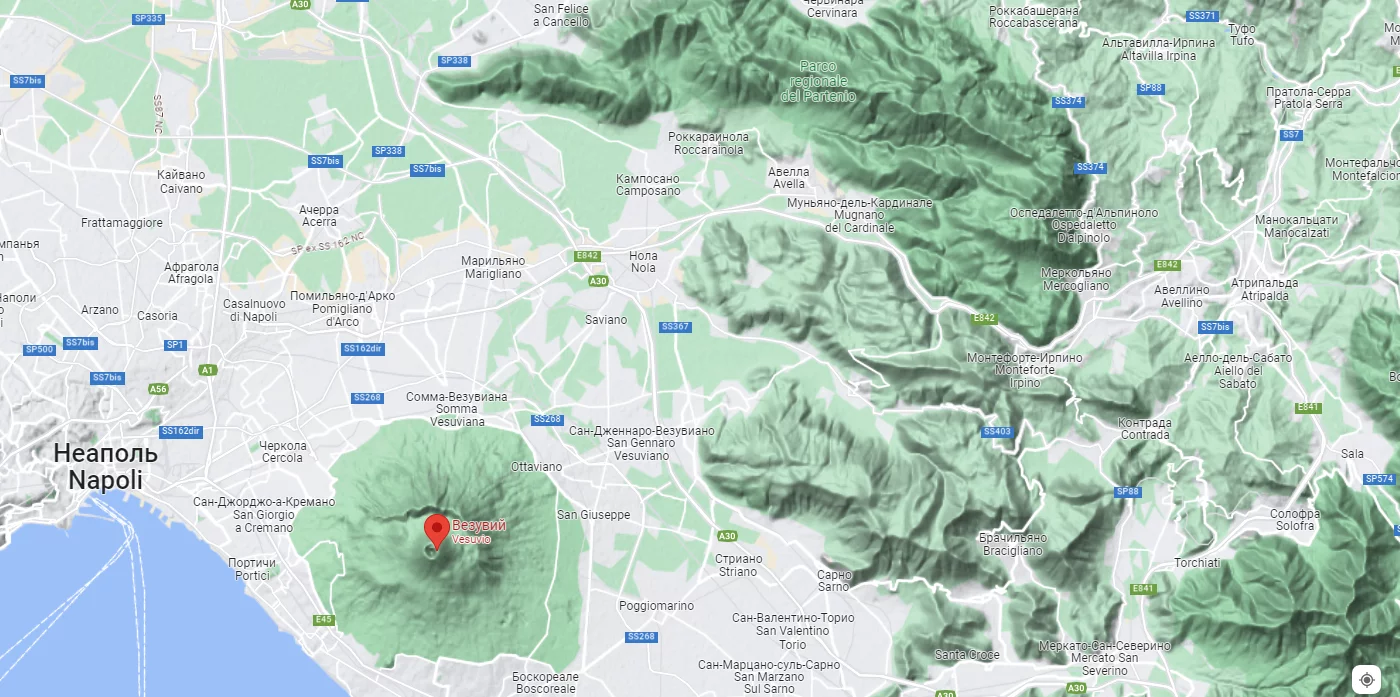 карта вулкана Везувий