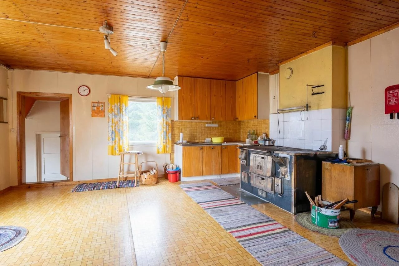 kitchen with wooden cabinet