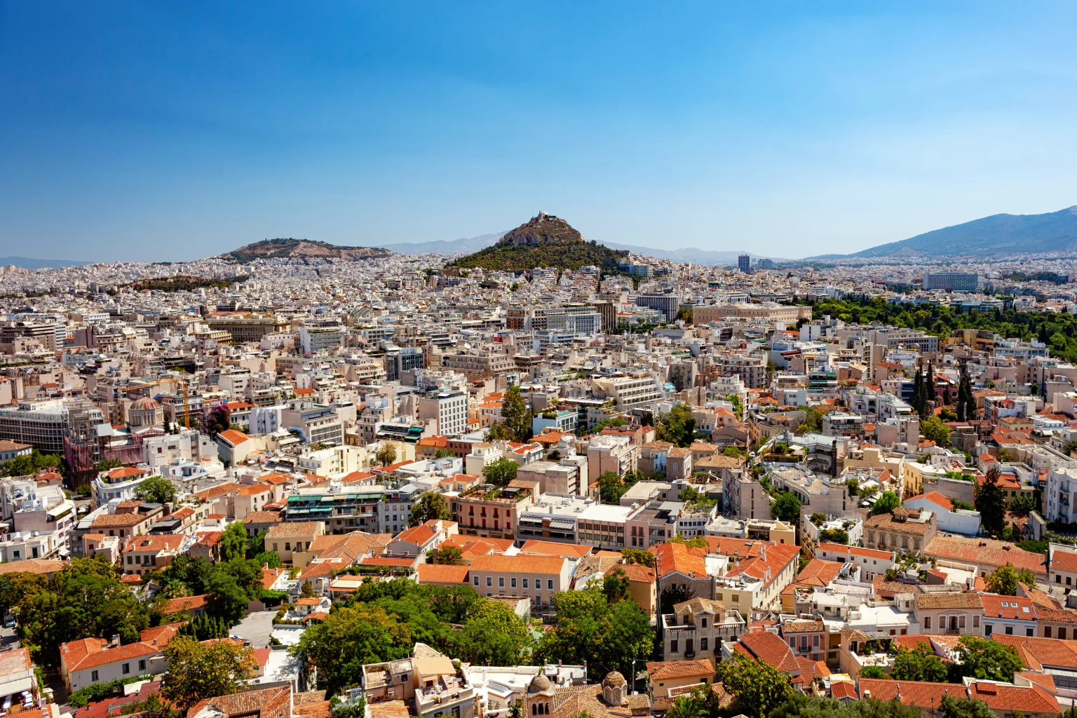 View of houses in Athens, Greece