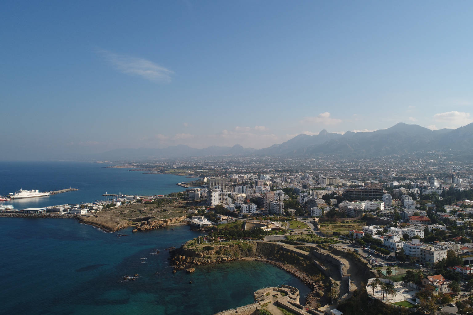 Sky, mountains, view of the city of Kyrenia