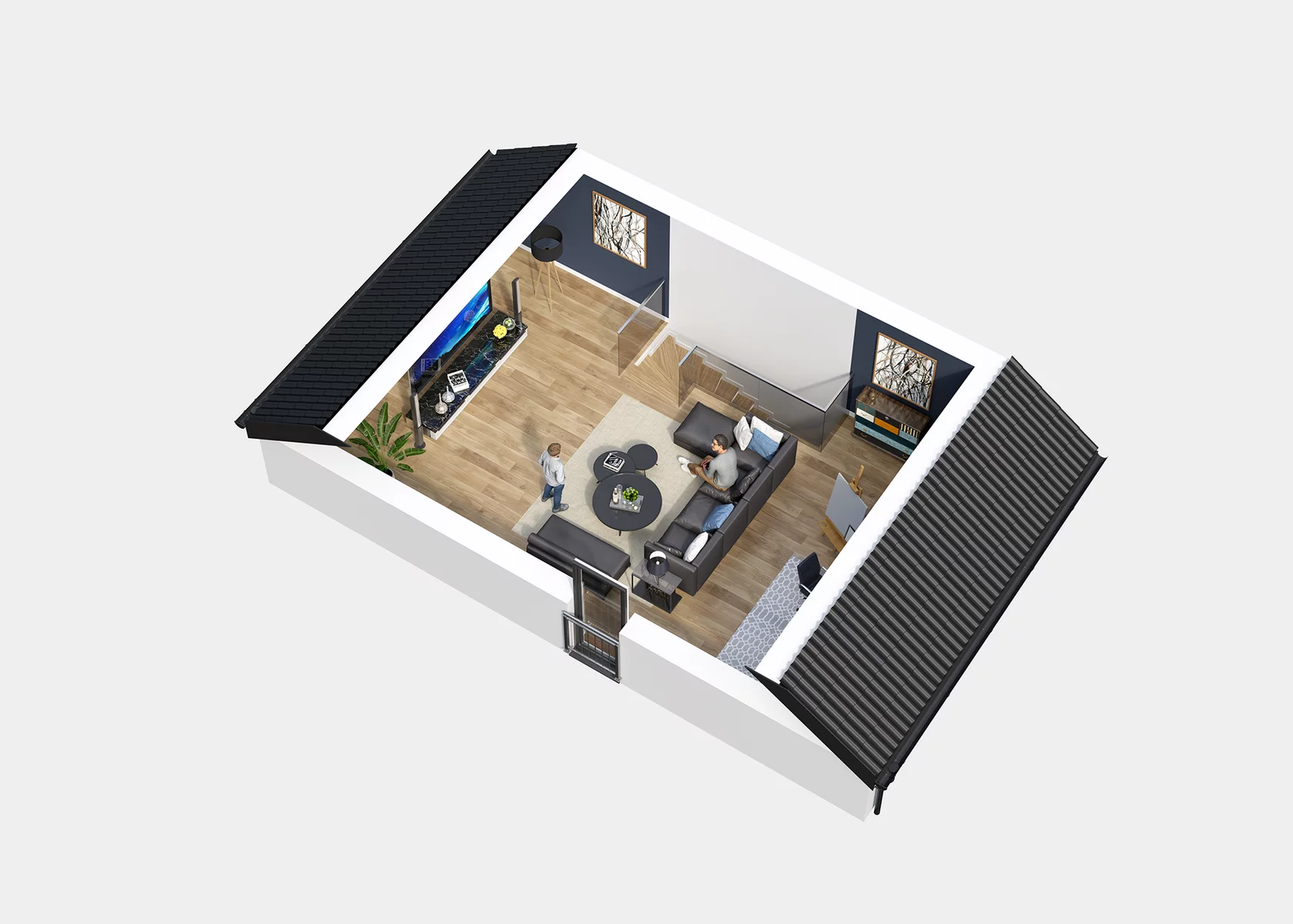 Visualization of the attic floor in the house MODERN FAMILY 145 in the German city of Halle