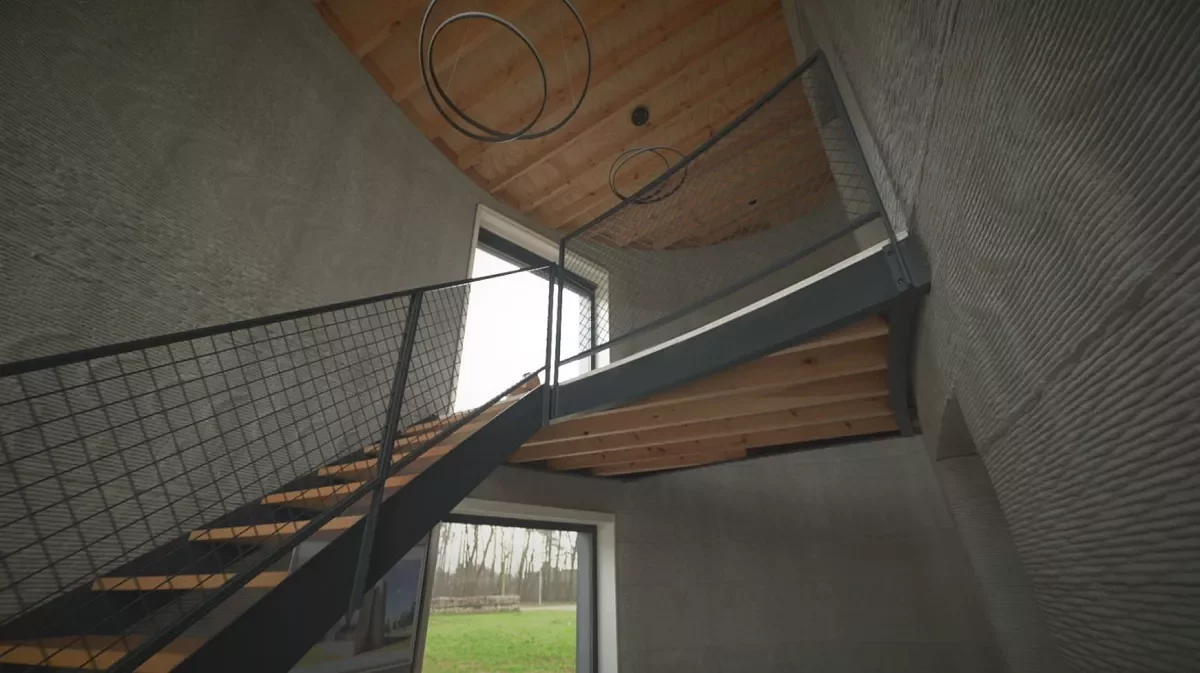a 3D-printed house from the inside