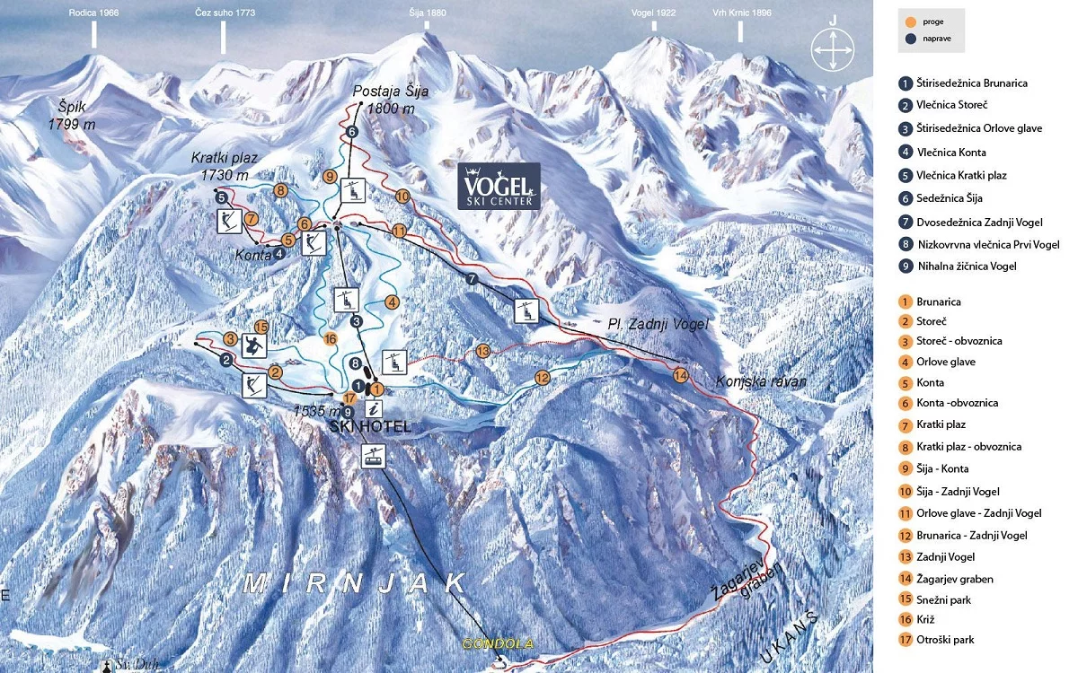 Карта трасс горнолыжного курорта &laquo;Вогель&raquo;