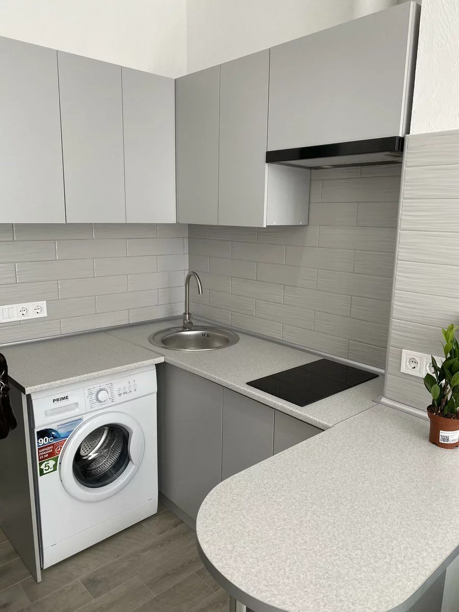 Photo of a kitchen in a studio apartment in Odessa