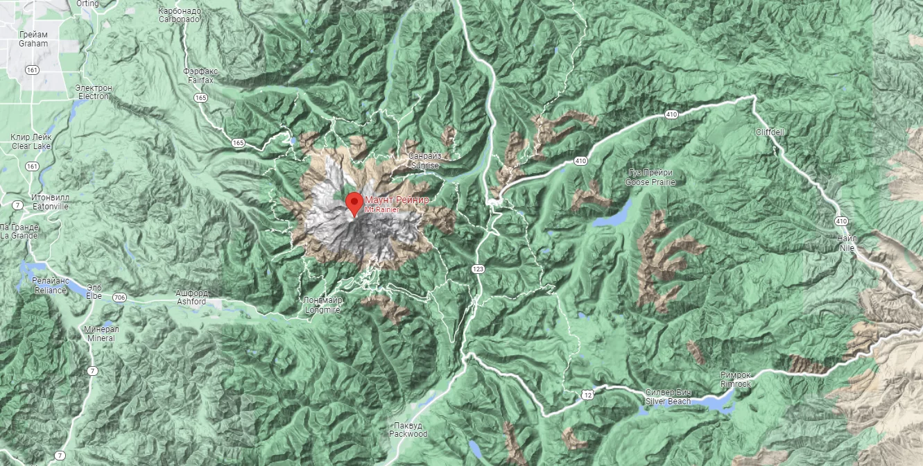карта вулкана Рейнир