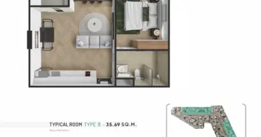 1 bedroom apartment in Choeng Thale, Thailand