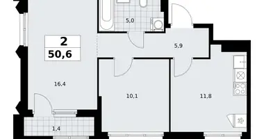 Apartamento 2 habitaciones en Troitsk, Rusia