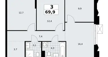 Mieszkanie 3 pokoi w Troick, Rosja