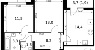 Wohnung 2 zimmer in Leninsky District, Russland