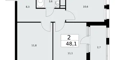 2 room apartment in Kommunarka, Russia
