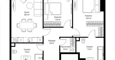 Wohnung 2 zimmer in Moskau, Russland