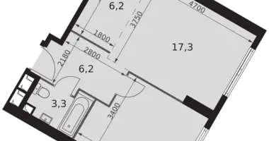2 room apartment in Moscow, Russia