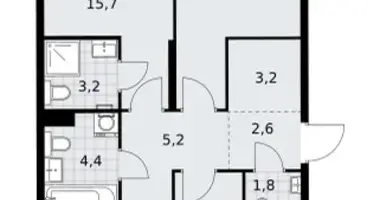 Apartamento 3 habitaciones en Kommunarka, Rusia