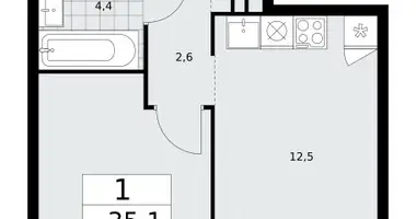 1 room apartment in Kommunarka, Russia