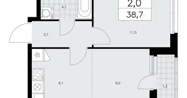 2 room apartment in Kommunarka, Russia