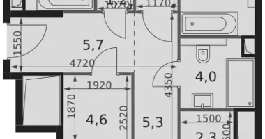 Apartamento 3 habitaciones en Moscú, Rusia