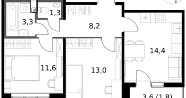 2 room apartment in Leninsky District, Russia