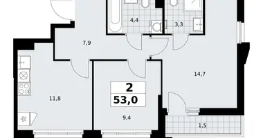 2 room apartment in Troitsk, Russia