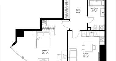 1 room apartment in Moscow, Russia