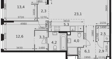 3 room apartment in Moscow, Russia