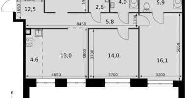 Apartamento 2 habitaciones en Moscú, Rusia