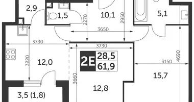 2 room apartment in Moscow, Russia