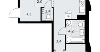 Wohnung 2 zimmer in Troizk, Russland