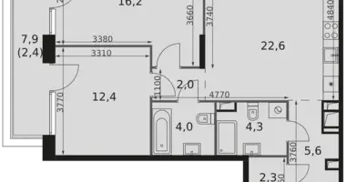 2 room apartment in Moscow, Russia