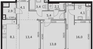 3 room apartment in Moscow, Russia