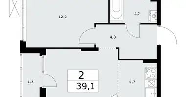 2 room apartment in Troitsk, Russia