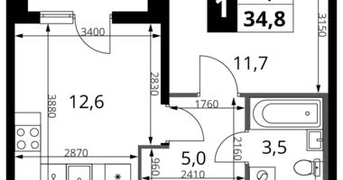 1 room apartment in Khimki, Russia
