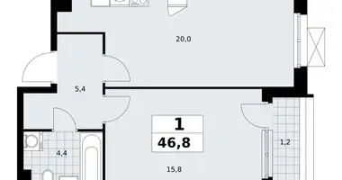 1 room apartment in Kommunarka, Russia