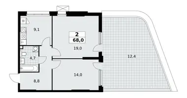 Квартира 2 комнаты в район Коммунарка, Россия