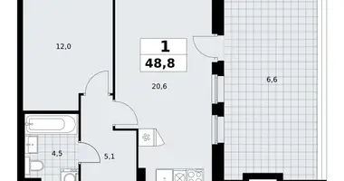 1 room apartment in Kommunarka, Russia