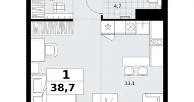 Квартира 1 комната в район Коммунарка, Россия