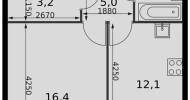 Mieszkanie 1 pokój w Moskwa, Rosja