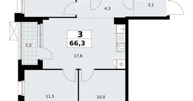 Apartamento 3 habitaciones en Kommunarka, Rusia