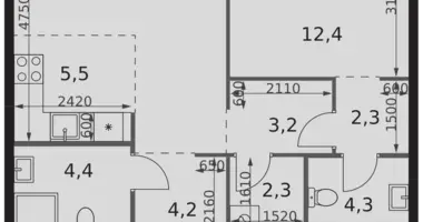 2 room apartment in Moscow, Russia