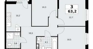 Mieszkanie 3 pokoi w Moskwa, Rosja