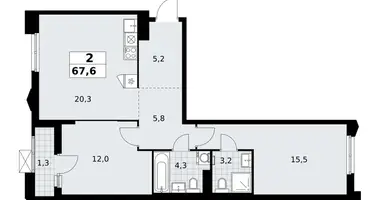 Apartamento 2 habitaciones en Troitsk, Rusia